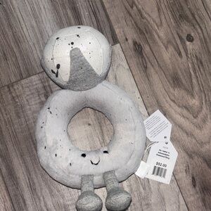 Jellycat Gray Plush Ring Rattle with Crown